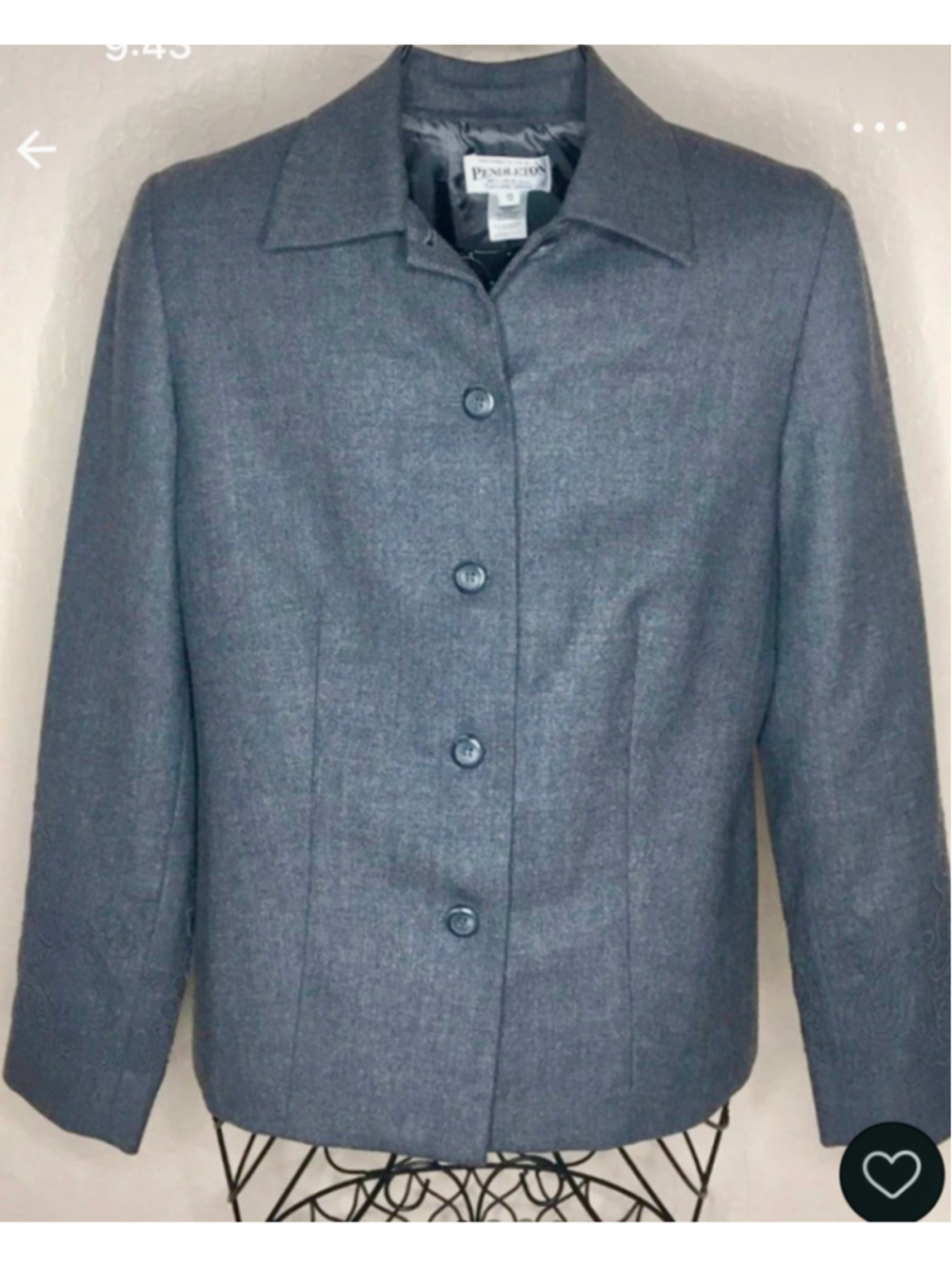 Pendleton Women’s Size 10 100% Wool Embroidered Blazer Gray Size 10 - Medium - Picture 2 of 14